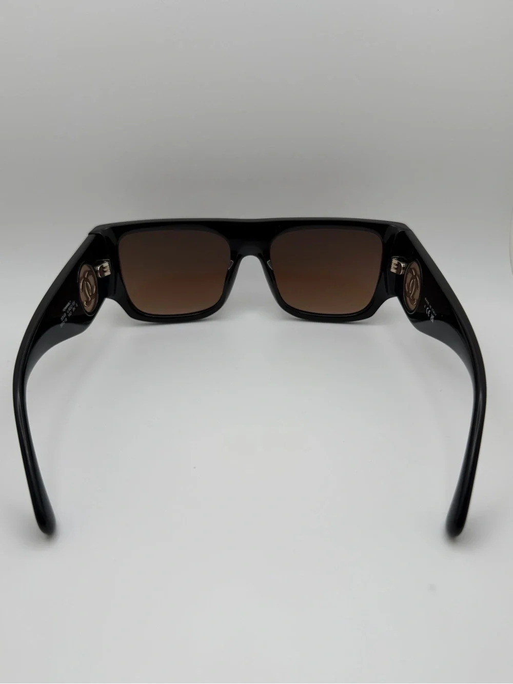 CHANEL Sunglasses Black 5549 C622/S5 Womens 55mm Square Brown Lens Gold CC